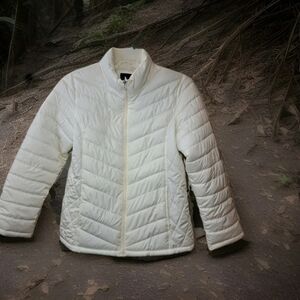 Gorpcore, Streetwear Faded Glory White Quilted Jacket Puffer Athleisure Size L